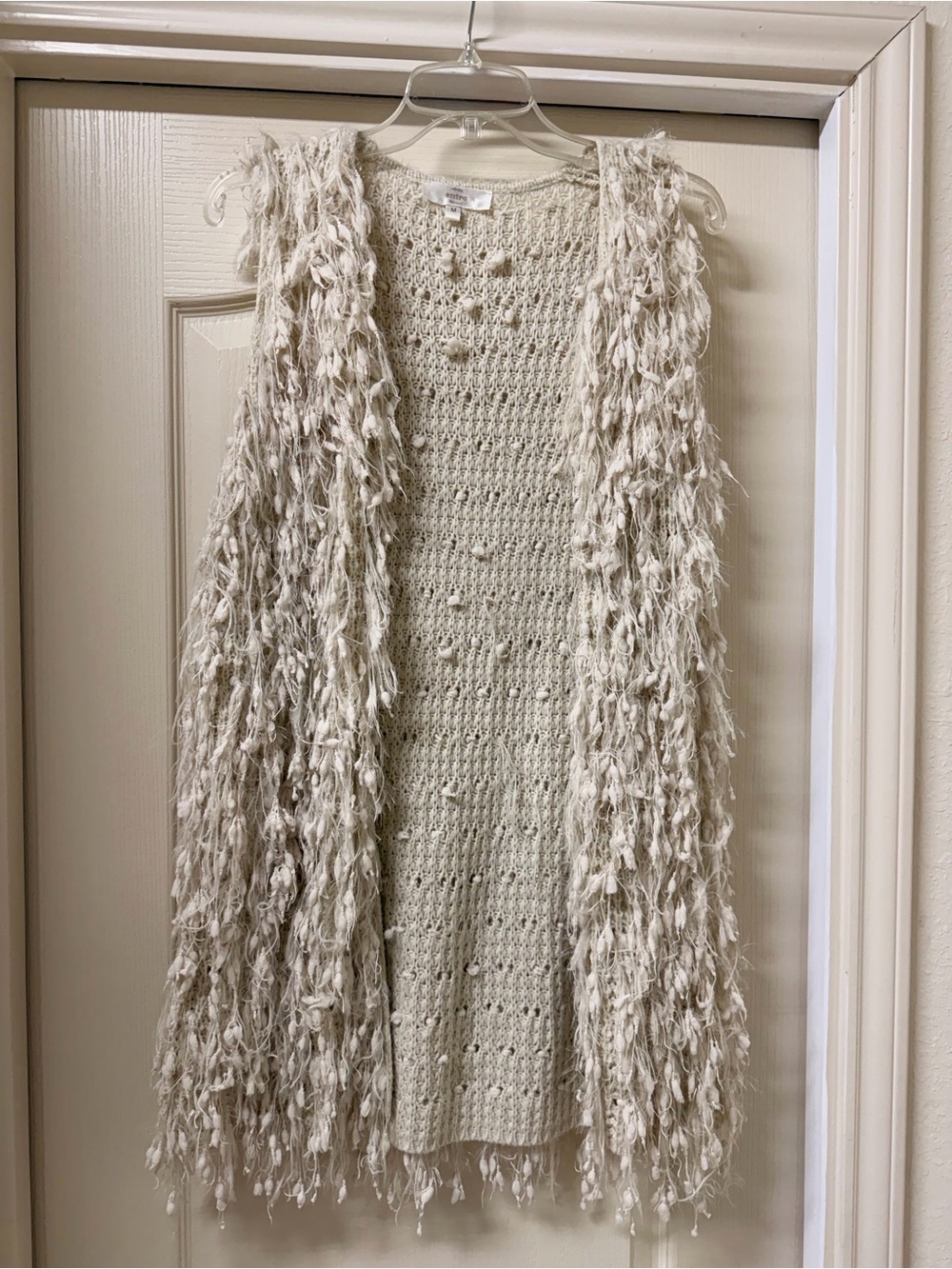 Cream Fringe Sweater Vest